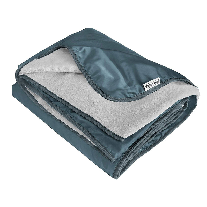 Lightspeed XL Ultra-Plush Waterproof Outdoor Stadium Blanket w/ Travel Bag, Gray - VMInnovations