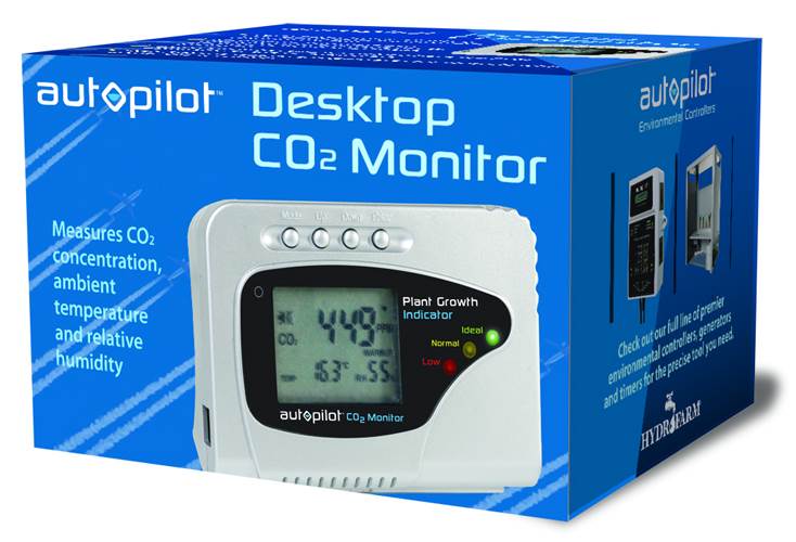 (2) AutoPilot APCEM 24hr Desktop Co2 Monitors w/LCD Display - Temp & Humidity