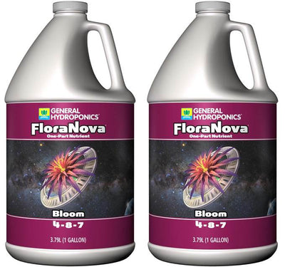 (2) General Hydroponics FloraNova Bloom 1 Gallon 128oz Liquid Nutrient Bottles