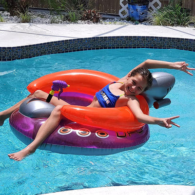 Swimline Inflatable UFO Lounge Chair Swimming Pool Float w/Squirt Gun (2 Pack)