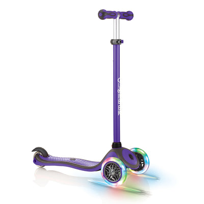 Globber 442-103 V2 3-Wheel Kids Kick Scooter with LED Light Up Wheels, Purple