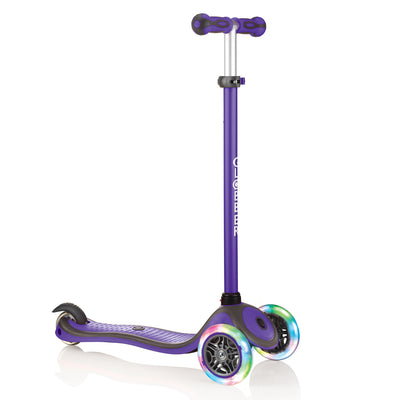 Globber 442-103 V2 3-Wheel Kids Kick Scooter with LED Light Up Wheels, Purple