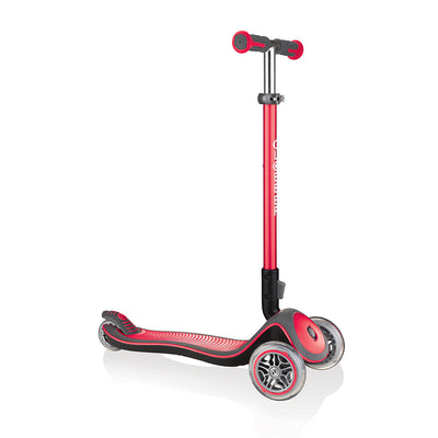 Globber Elite Deluxe 3-Wheel Kids Kick Scooter for Boys and Girls, Red(Open Box)
