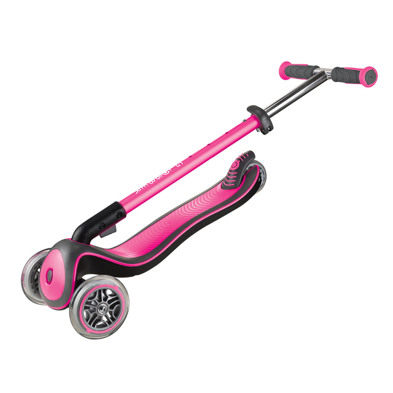 Globber Elite Deluxe 3-Wheel Kids Kick Scooter for Boys and Girls, Deep Pink