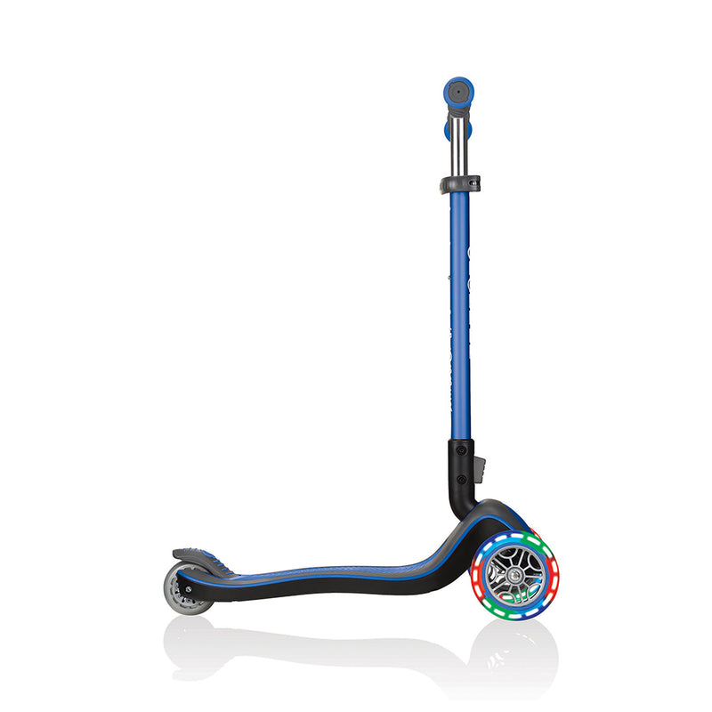Globber Primo Plus 3-Wheel Kids Kick Scooter with LED Light Up Wheels, Navy Blue