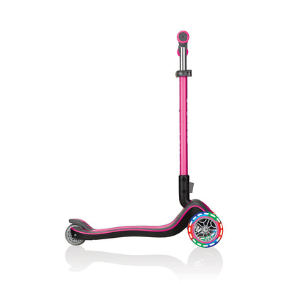 Globber Primo Plus 3-Wheel Kids Kick Scooter with LED Light Up Wheels, Deep Pink