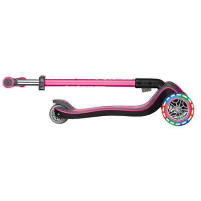 Globber Primo Plus 3-Wheel Kids Kick Scooter with LED Light Up Wheels, Deep Pink