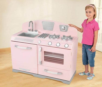 KidKraft Pink Retro Kitchen Stove & Oven Girls Kids Play Set | 53117