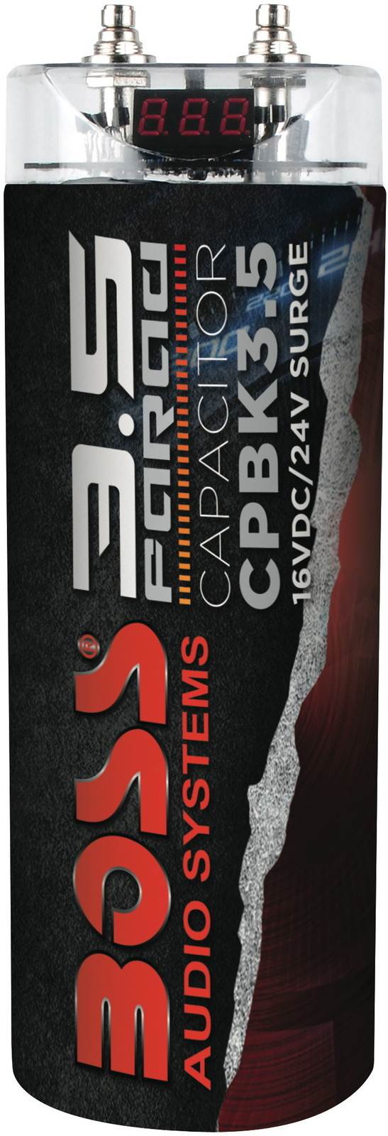 Boss CPBK3.5 3.5 Farad Car Digital Capacitor Power Audio Cap LED Black CPBK35