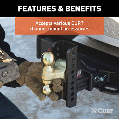 Curt 45908 Adjustable Channel Mount Pintle Hitch Combination w/ 2-5/16 Inch Ball