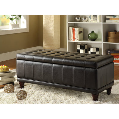 Homelegance Lift Leather Storage Bench Seat Chest Ottoman Trunk (For Parts)