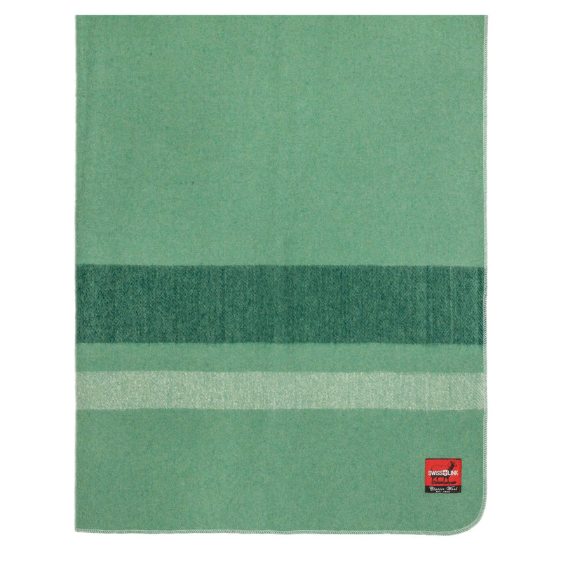 Swiss Link Military Surplus 87 x 60 Inch Classic Stripe Wool Blanket, Sage Green
