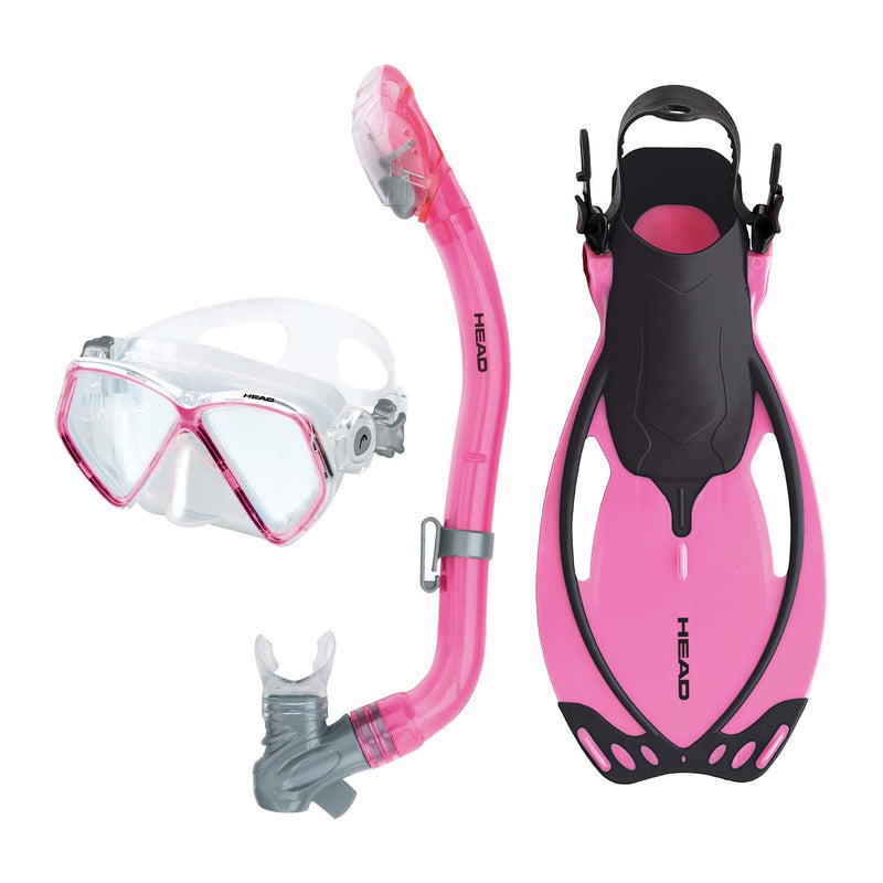 HEAD 480306SFPK LXL Pirate Junior Snorkel Mask and Swimming Fins Set, Pink, LXL