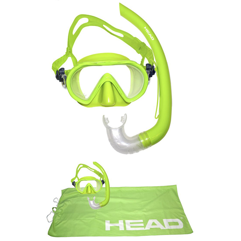 HEAD Adventure Junior Combo 4-in-1 Complete Snorkeling Diving Kit, Lime Green