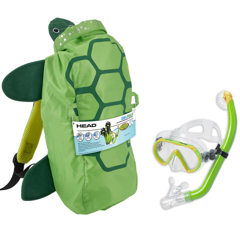HEAD Sea Pals Junior Dry Snorkeling Combo Kit for Ages 8 to 12, Sea Turtle Shell