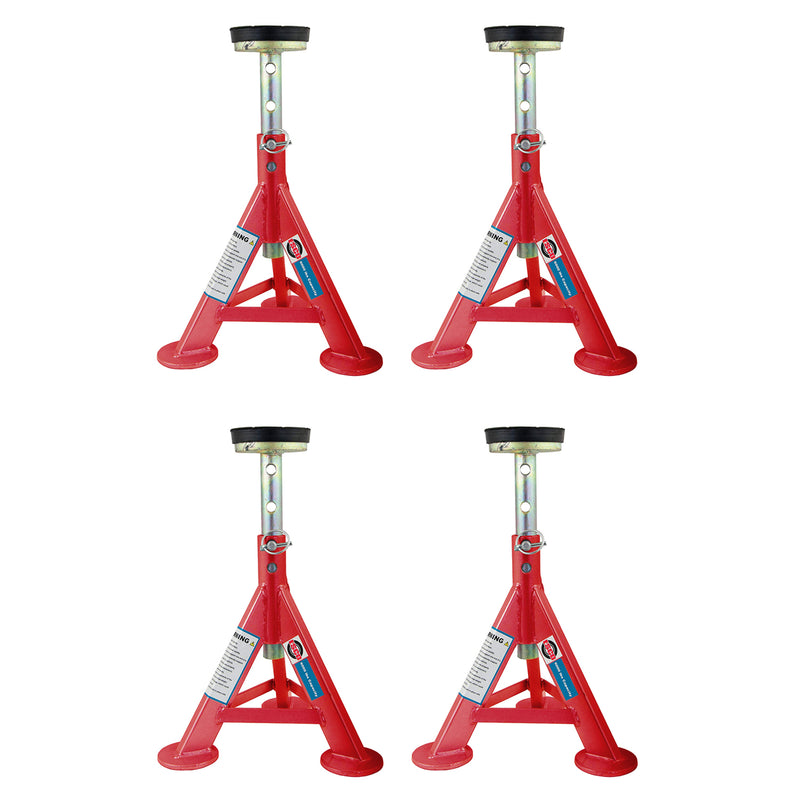 Esco 89401 3 Ton Adjustable Jack Stand w/ Removable Rubber Top, Red (4 Pack)