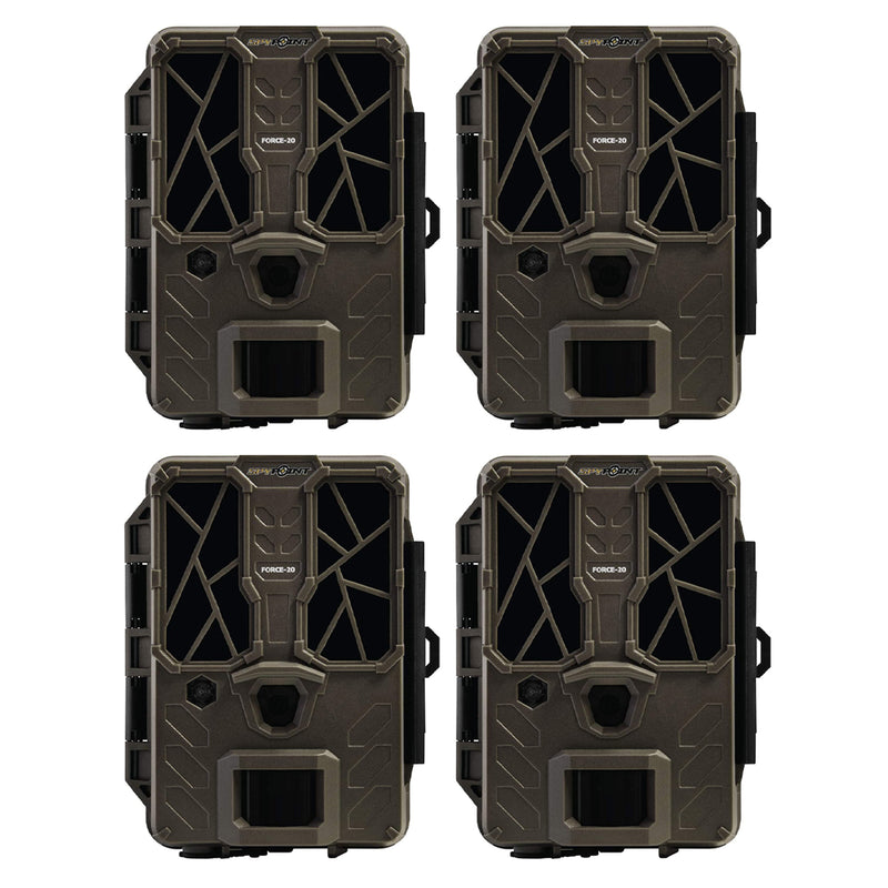 SPYPOINT FORCE-20 20MP Low Glow Infrared HD Video Hunting Trail Camera (4 Pack)