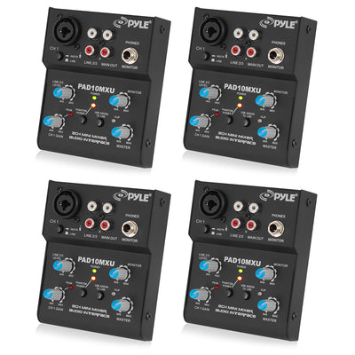Pyle 2-Channel 18V Power Mixer Controller Interference w/ USB Soundcard (4 Pack)