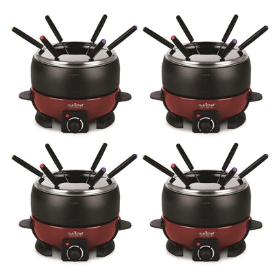 NutriChef Electric Countertop Chocolate Fondue Melting Pot with 6 Forks (4 Pack)