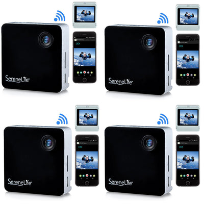 SereneLife 1080p WIFI Enabled App Controlled 2 In 1 Mini Pocket Camera (4 Pack)