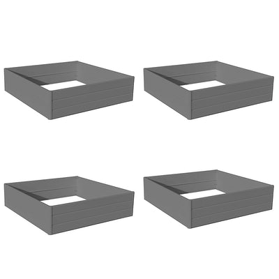 NuVue 44 In Square Extra Tall Raised PVC Garden Planter Deck Box, Gray (4 Pack)