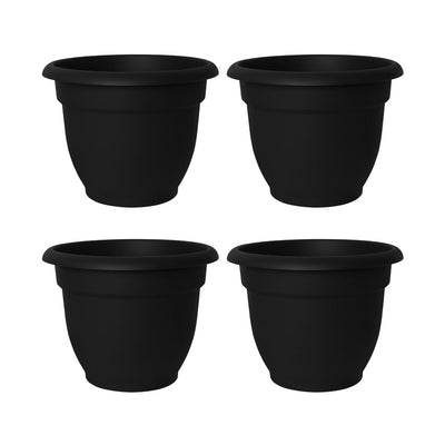 Bloem 20-56912 Ariana 12 Inch Self Watering Flowerpot Planter, Black (4 Pack)