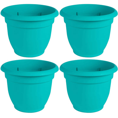 Bloem Ariana 16 Inch Indoor & Outdoor Self Watering Planter Pot, Blue (4 Pack)