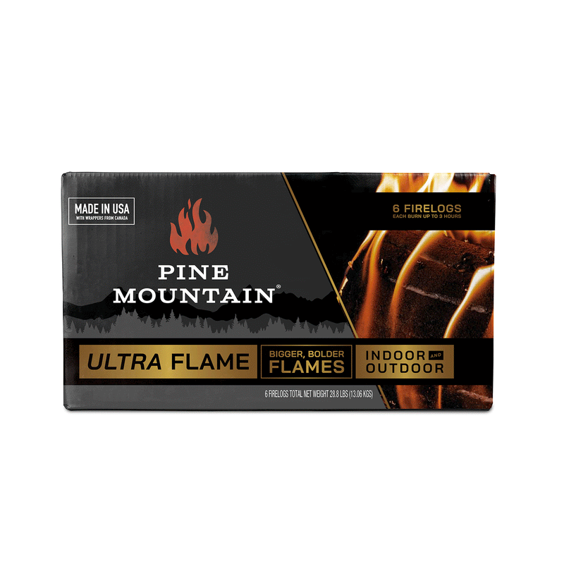 Pine Mountain Ultraflame Outdoor Pit Indoor Fireplace Starter Firelogs, 6 Pack