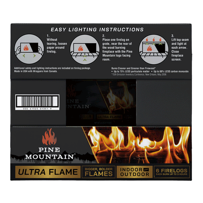 Pine Mountain Ultraflame Outdoor Pit Indoor Fireplace Starter Firelogs, 6 Pack