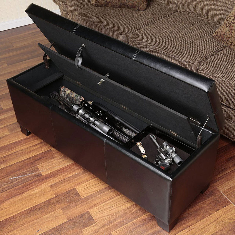 American Furniture Classics Concealment Hidden Bench Storage Safe Cabinet, Brown