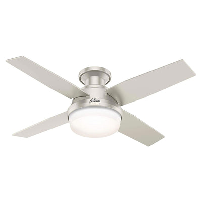 Hunter Fan Company Dempsey 44" Low Profile Ceiling Fan with Light, Matte Nickel