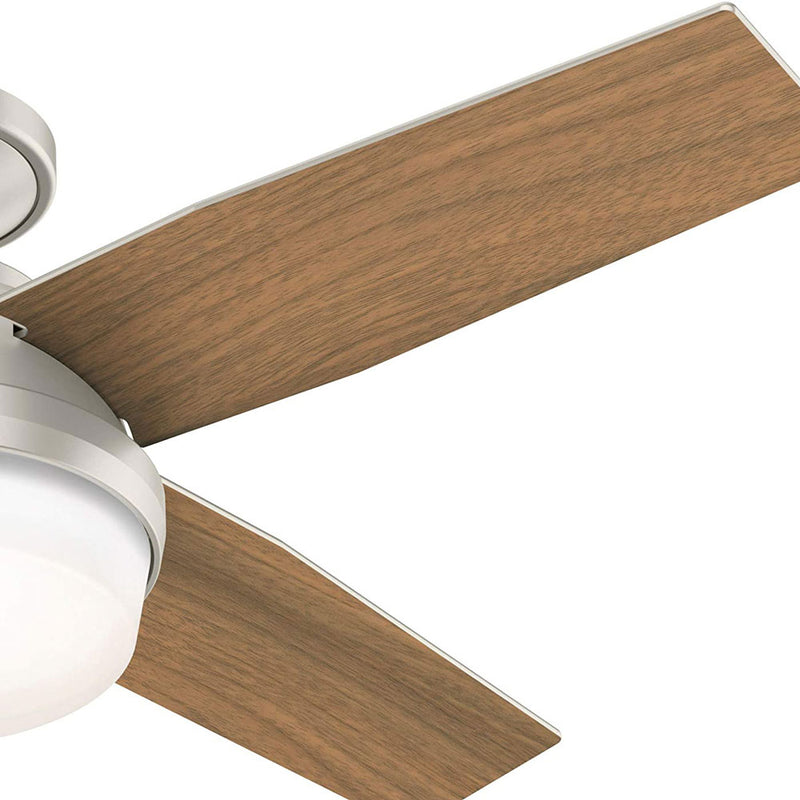 Hunter Fan Company Dempsey 44" Low Profile Ceiling Fan with Light, Matte Nickel