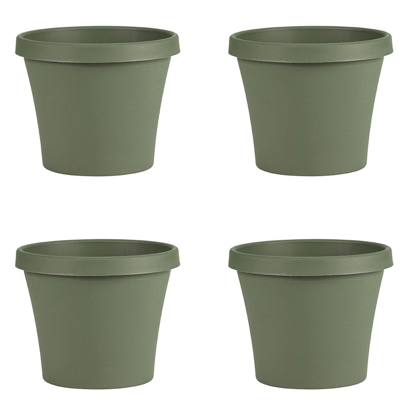 Bloem 50414 Terra 14 Inch Round Plastic Flower Planter Pot, Green (4 Pack)