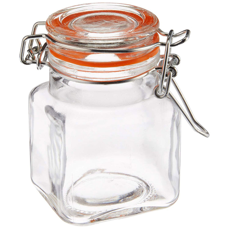 Grant Howard 3 Ounce Square Clear Glass Multi-Purpose Spice Jars, Set of 24