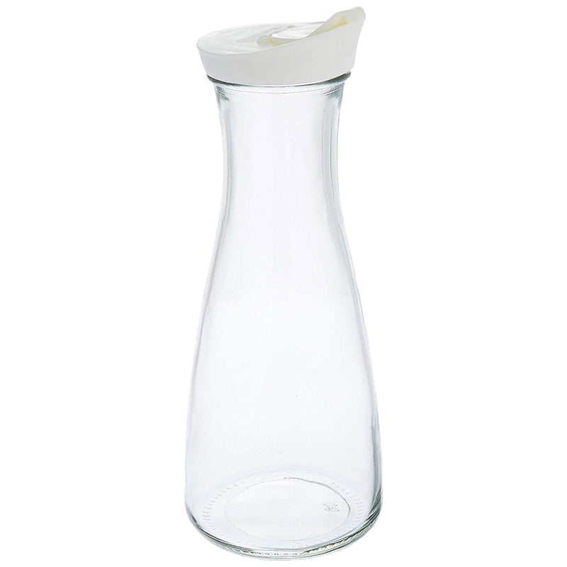 Grant Howard 1 Liter Beverage Glass Carafe Decanter with White Screw Top, Clear