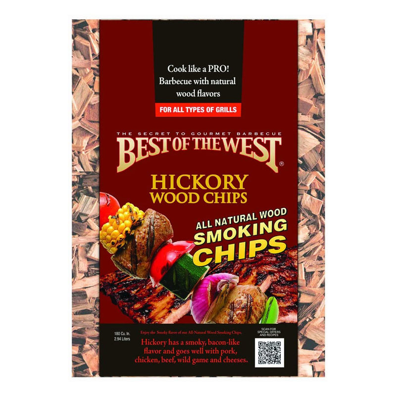 Best of the West Natural BBQ Hickory Wood Smoking Chips, 180 Cu Inches (6 Pack)