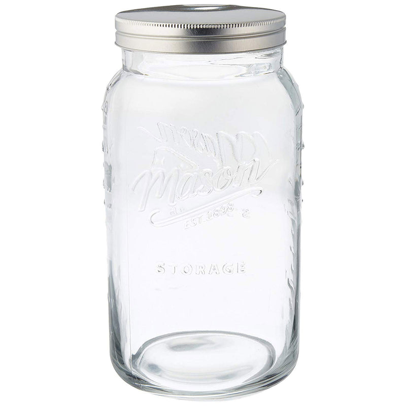 Grant Howard 50777 136 Ounce Jumbo Embossed Glass Mason Storage Jar with Lid