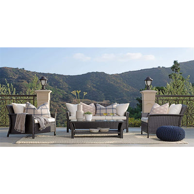 Coaster Home Furnishings Malibu 4 Piece Curved Wicker Outdoor Sofa Set, Brown