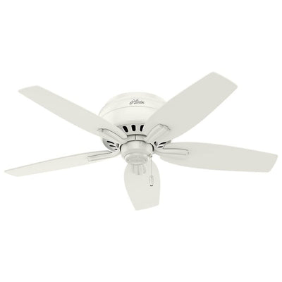 Hunter Newsome 42" Low Profile Ceiling Fan w/ LED Light and Pull Chain, White