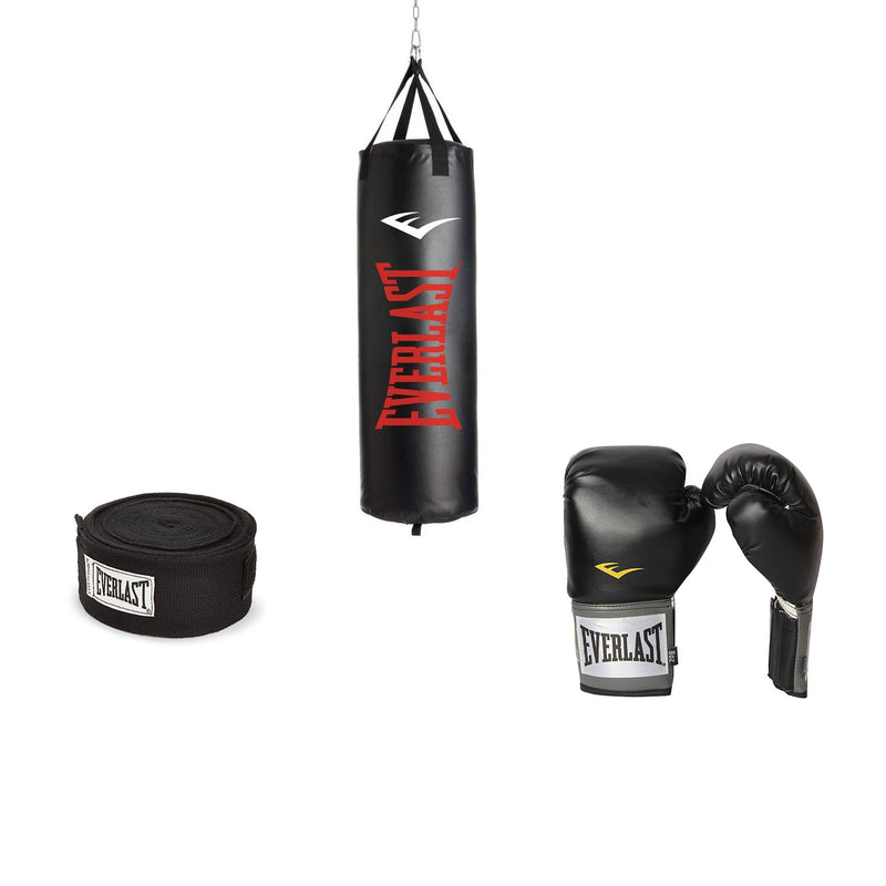 Everlast 100 LB Nevatear Heavy Bag Boxing Kit w/ Pro-Style Gloves and Hand Wraps - VMInnovations