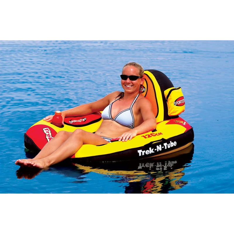 Sportsstuff Trek N Tube Inflatable Water Tube with Cooler, Cupholder, & Pockets