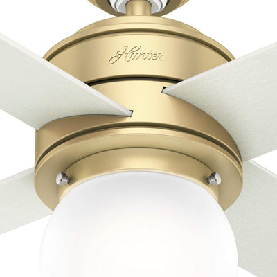 Hunter Fan Company Hepburn 44 In Vintage Ceiling Fan w/ LED Light, Modern Brass