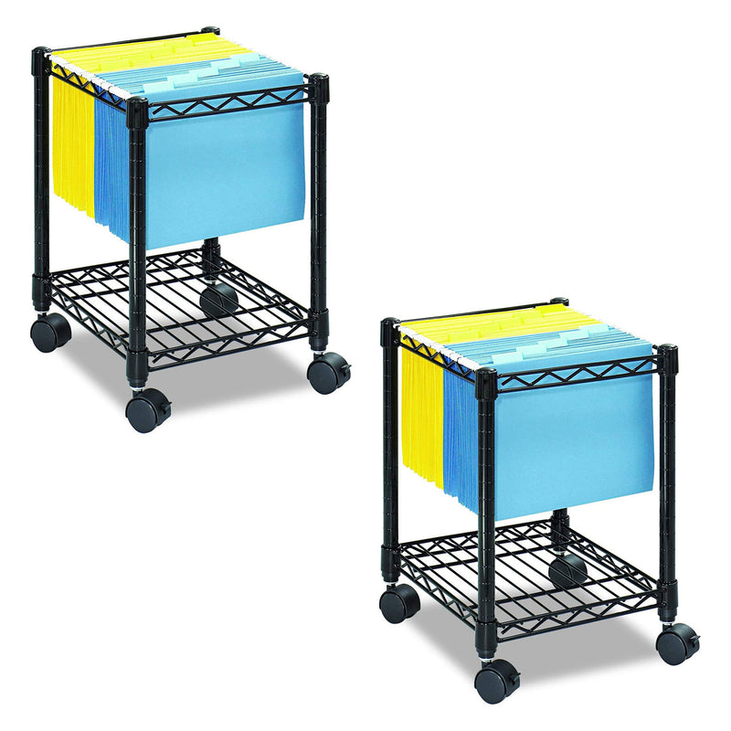 Safco Compact Mobile File Cart for Letter or Legal Size Folders, Black (2 Pack)