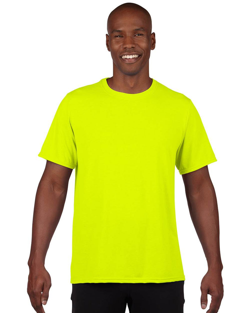 6) New Gildan Mens Large/L Adult Performance Dry Fit Short Sleeve T-Shirt Yellow