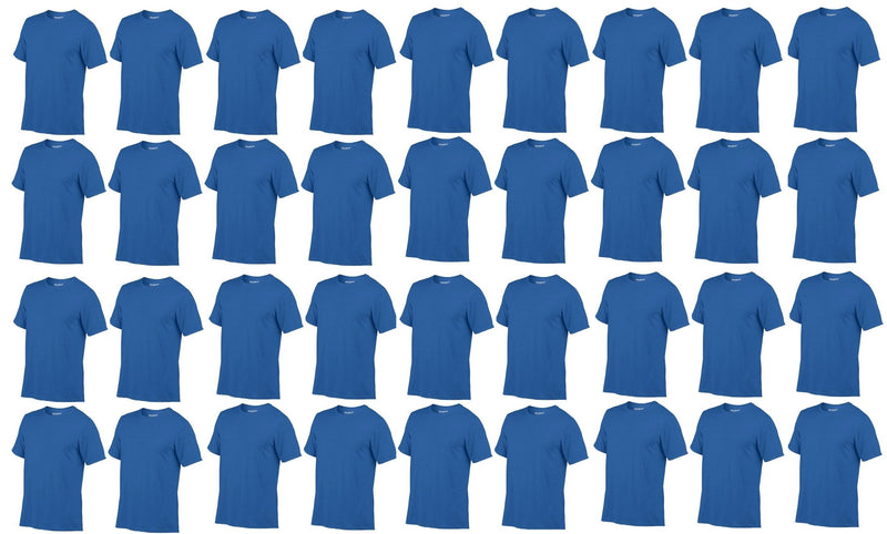 36) New Gildan Mens Large (L) Adult Performance Short Sleeve T-Shirt Blue