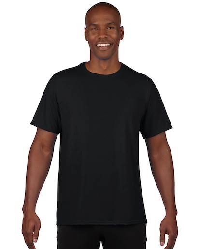 12) NEW Gildan Mens Large L Adult Performance Dry Fit Short Sleeve T-Shirt Black