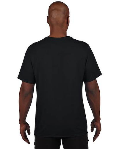 6) NEW Gildan Dry Fit Mens Large L Adult Performance Short Sleeve T-Shirt Black