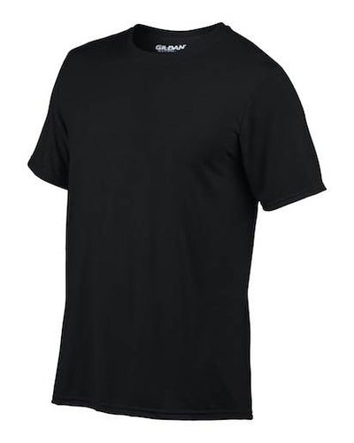 6) NEW Gildan Dry Fit Mens Large L Adult Performance Short Sleeve T-Shirt Black