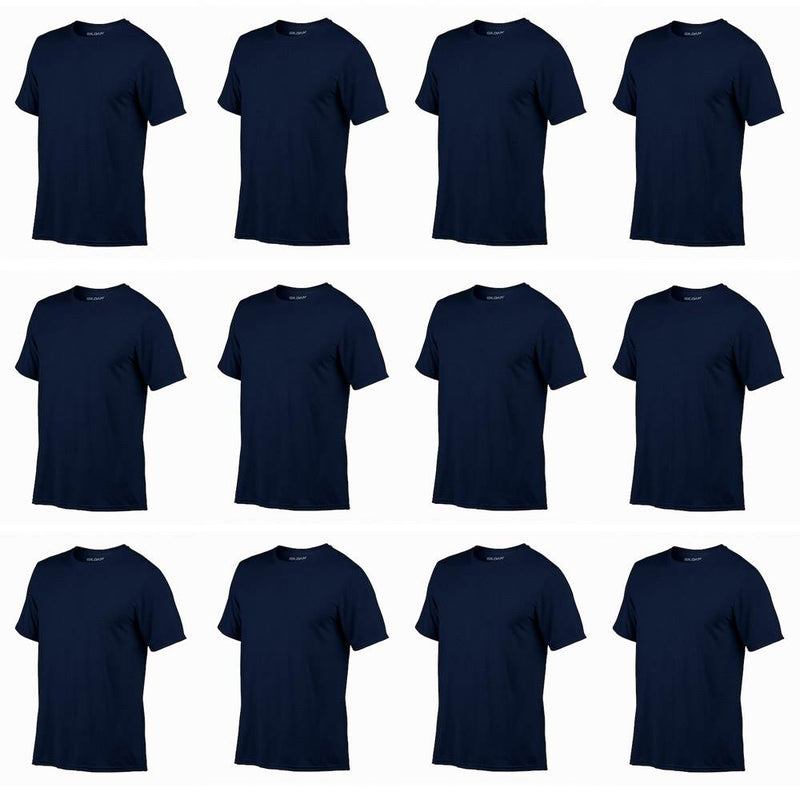 12) Gildan Mens 2XL 2XLarge Adult Performance Dry Fit Short Sleeve T-Shirt Navy