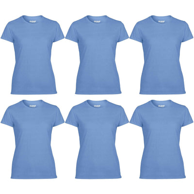 Gildan Missy Fit Womens Small Adult Large Sleeve T-Shirt, Carolina Blue (6 Pack)